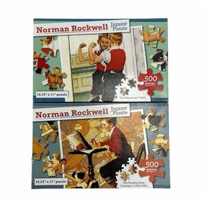 Norman Rockwell 500 Pc Jigsaw Puzzles Muscleman/Boy Reading Sears Catalogue NEW